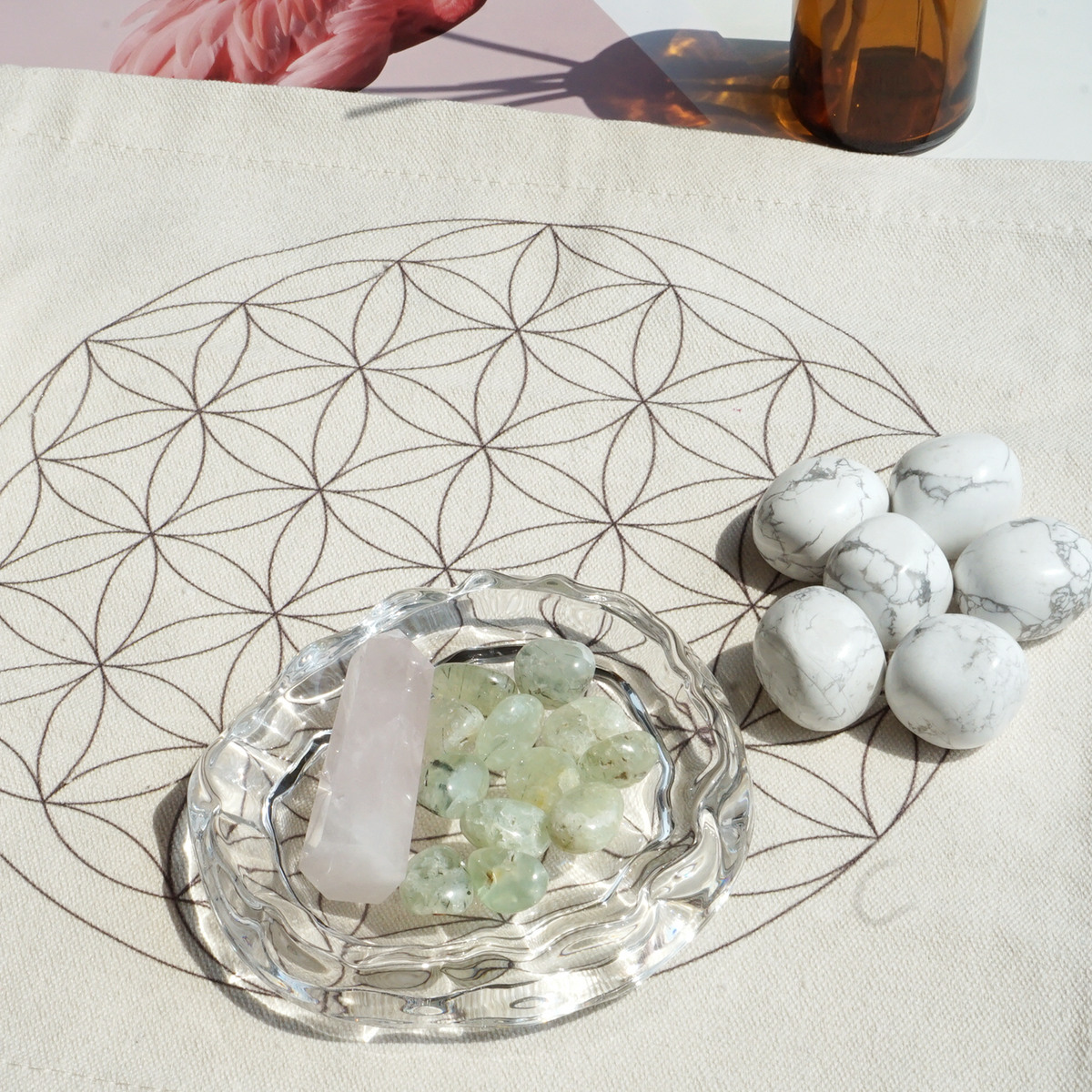 Terra Bloom Grid - Rose & Jade Fields